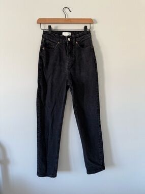 H&M “Mom Jeans” High Rise Black Straight Jeans (size 2)